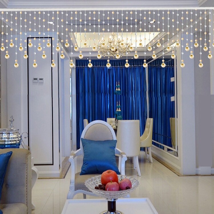 Bead Curtain Crystal Partition Curtain Living Room Hanging Curtain Door Curtain Bead Decoration Pendant Beaded Chain Bathroom Punch-Free New Style