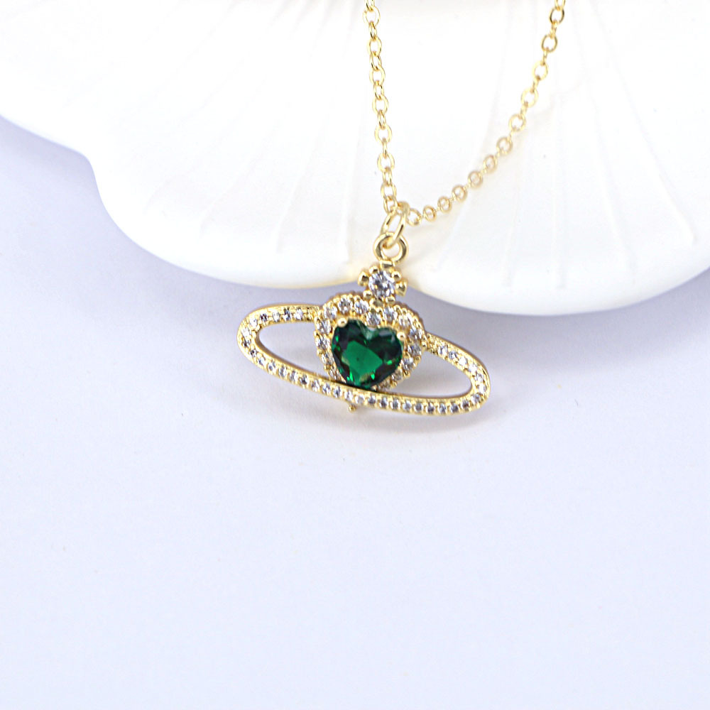 Collier De Cuivre Pendentif De Niche De Coeur De Zircon Creux De Mode display picture 4