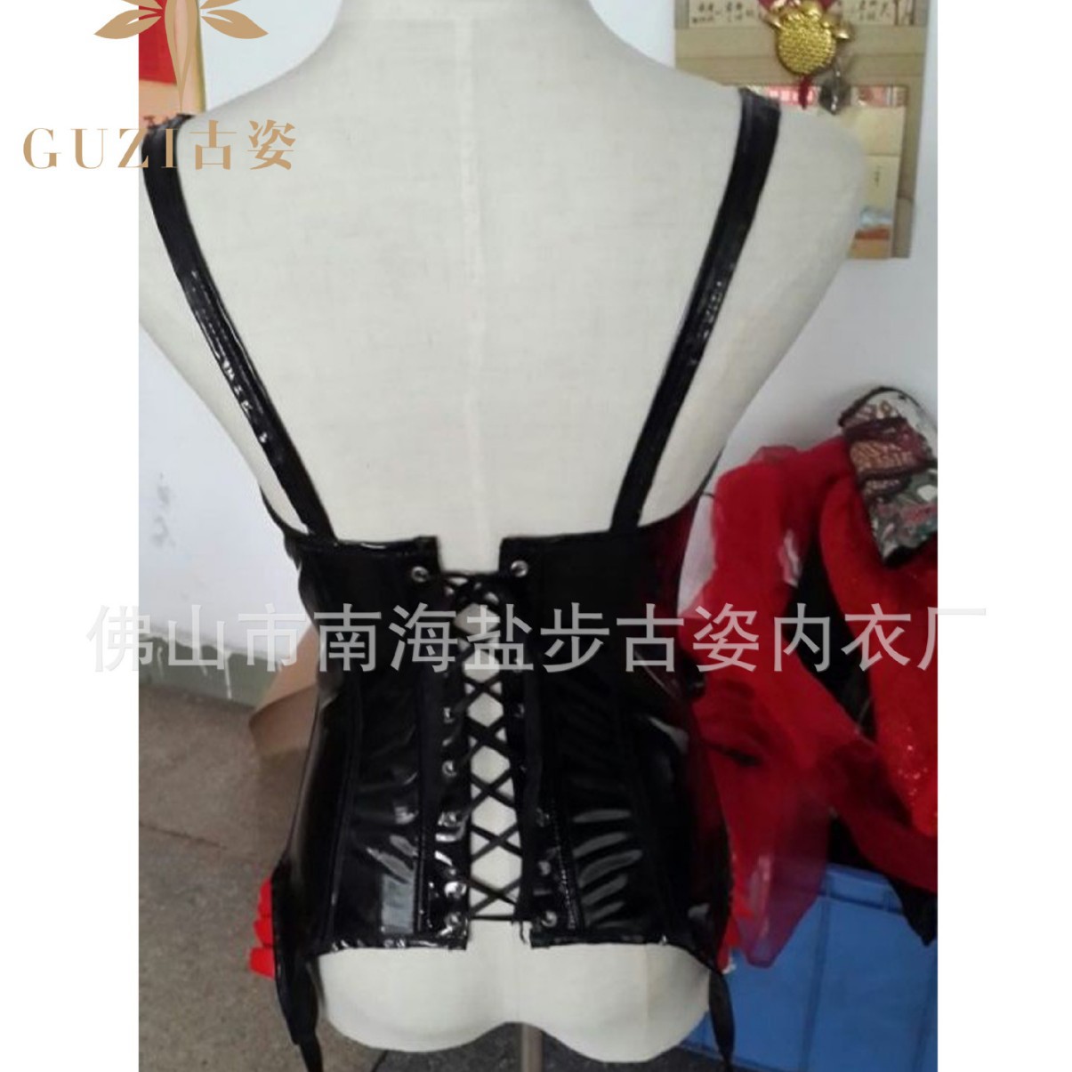 [Guzi] corsé de corte de encaje de PVC clásico transfronterizo SLIM-Fit push-up corsé suministro europeo y americano