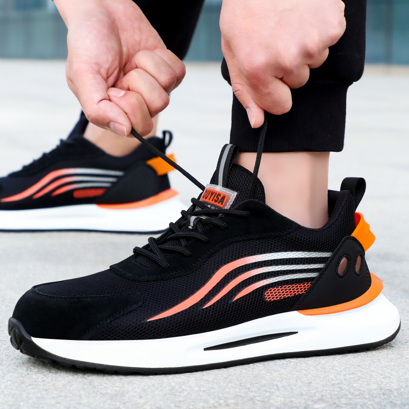 Men's labor protection shoes wholesale anti-puncture anti-strike lightweight steel toe cap all-season comfortable safety protective work shoes