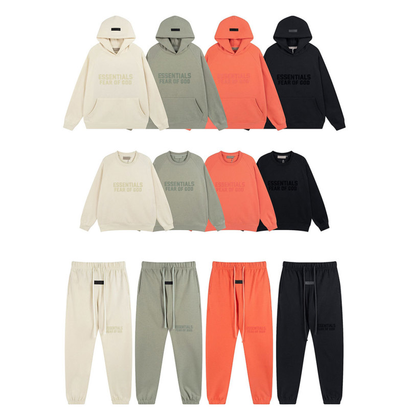 Cross-Border American High Street Essentials Stereo Flocking Letters Fleece-Lined Hooded Sweatshirt and Sweatpants Men's and Women's Suits Trendy Cross-Border American High Street Essentials Stereo Flocking Letters Fleece-Lined Hooded Sweatshirt and Sweatpants Men's and Women's Suits Trendy