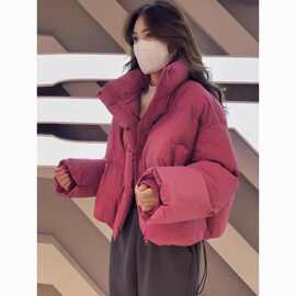 欧洲站小个子短款羽绒服女冬季新款韩版宽松立领面包服加厚外套潮