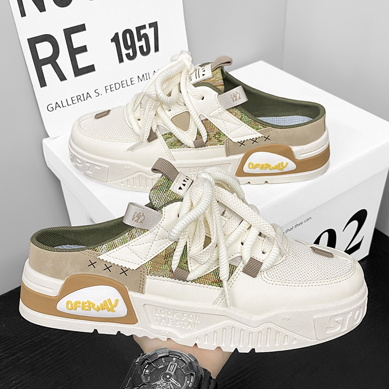 Zapatos de verano de medio soporte perezoso con un pedazo de zapatos casuales con suela gruesa zapatos de moda pequeños zapatos de skate de nicho image 7
