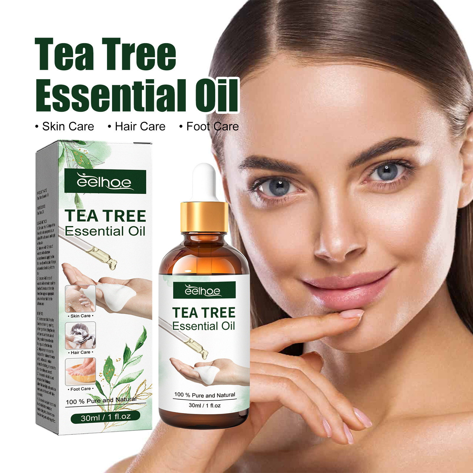 EELHOE Tea Tree Massage Oil for Hair Repair, Moisturizing Facial Skin, Hydrating and Moisturizing Skin Essence