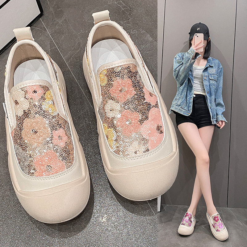 Women's Casual Floral Sequins Round Toe Casual Shoes display picture 29