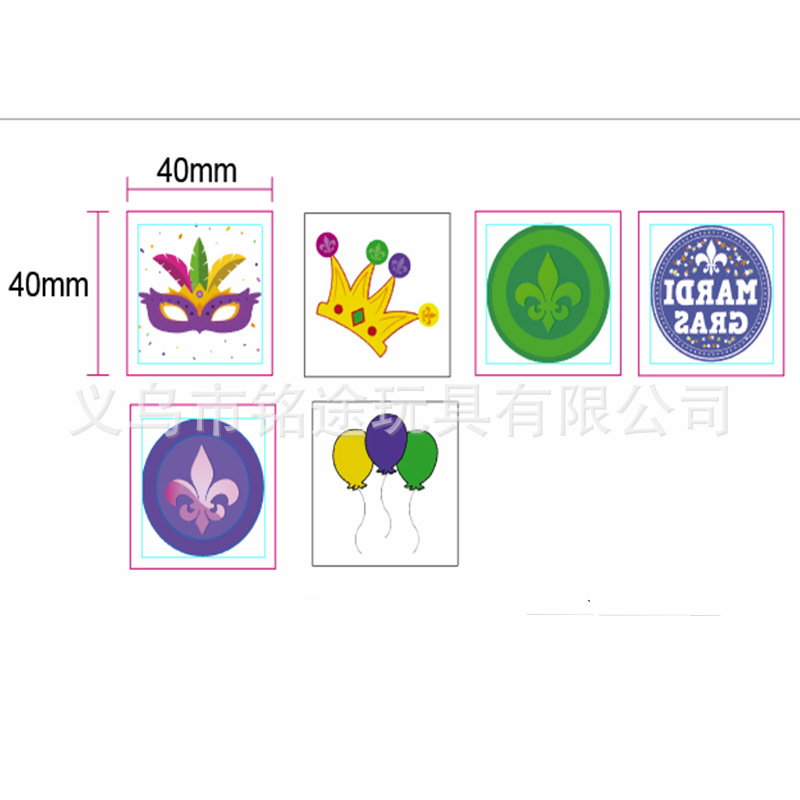 Mardi Gras tatuaje pegatinas carnaval máscara collar carnaval fiesta de Carnaval carnaval capa