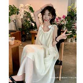实价法式温柔风吊带连衣裙女夏季2025新款海边度假沙滩裙小众长裙