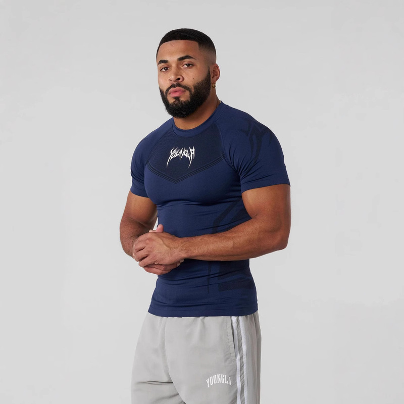 Youngla Men's T-Shirt Fitness Quick-Drying Breathable Elastic Fitness Clothing Jogker Outdoor Running Basketball Clothing Trendy
