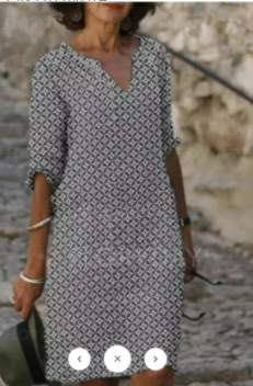 Summer Colorful Printed A-Line Dress With V-Neck, Short Sleeves, Mid-Waist, And Hooded Design_ecoleips.com