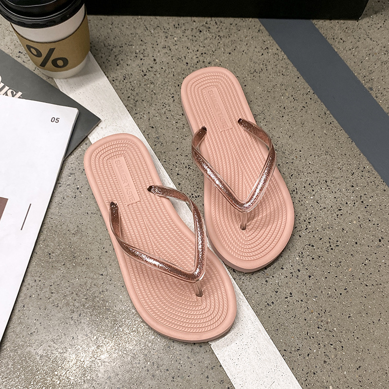 Zapatillas de flip flop para mujeres de moda brillante y fresca nueva moda para viajar en verano a la playa para usar zapatillas