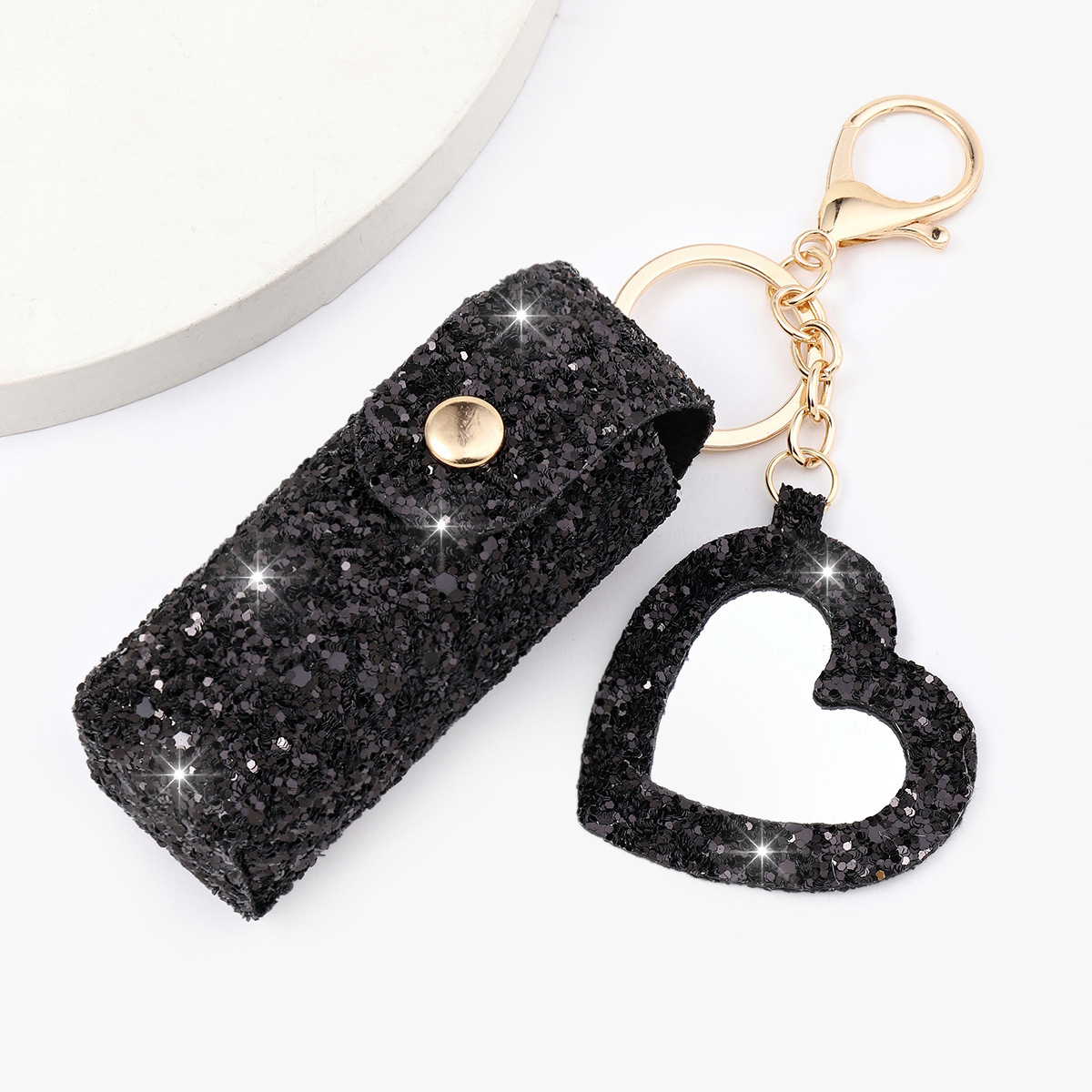 Ruiguo leather products are convenient to carry, sequined Greet lipstick bags with mirrors, and fashionable lipstick bags.