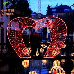 Outdoor Holiday Lights Stereo Heart-Shaped Lights Plant Outdoor Lighting Pattern Engineering Case Christmas-Shaped Lights