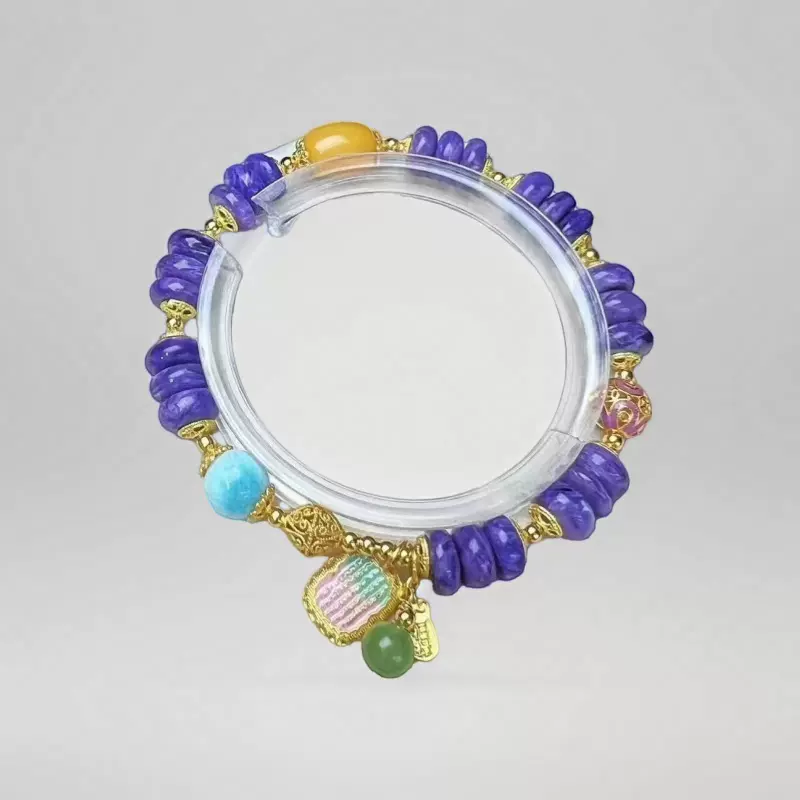 新品紫龙晶手链配蜜蜡海纹石碧玉dly手串时尚手饰品手链工厂批发