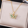 Cross border Europe and America Popular butterfly Necklace Multicolor 18k Full bore Versatile Pendant clavicle
