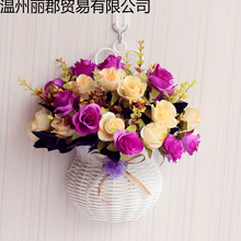 花篮壁挂花假套装墙壁花家居装饰卧室摆件塑料花卉小盆栽