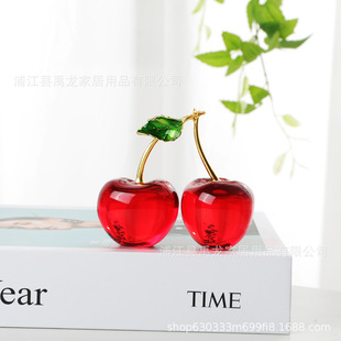 Red High-grade Crystal Cherry Ornaments Crystal Crafts Office Indoor Living Room Valentine's Day Tanabata Gift