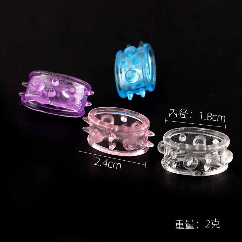 Men’s Large Beaded Chastity-Style Cock Ring, Textured TPE, Translucent Blue — detail image 1