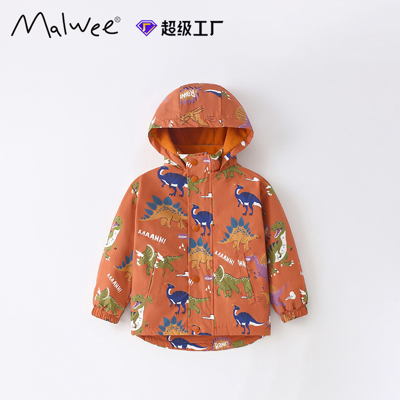 MALWEE 소년 코트 가을, 겨울 새로운 스타일 유럽과 미국 아동 후드 잘 생긴 아동복 긴팔 지퍼 가디건