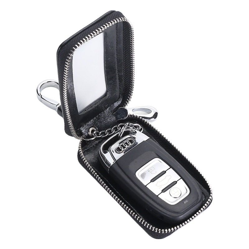 New genuine leather couple key case large capacity Mirror Window women's car remote control zipper key case exquisite retro