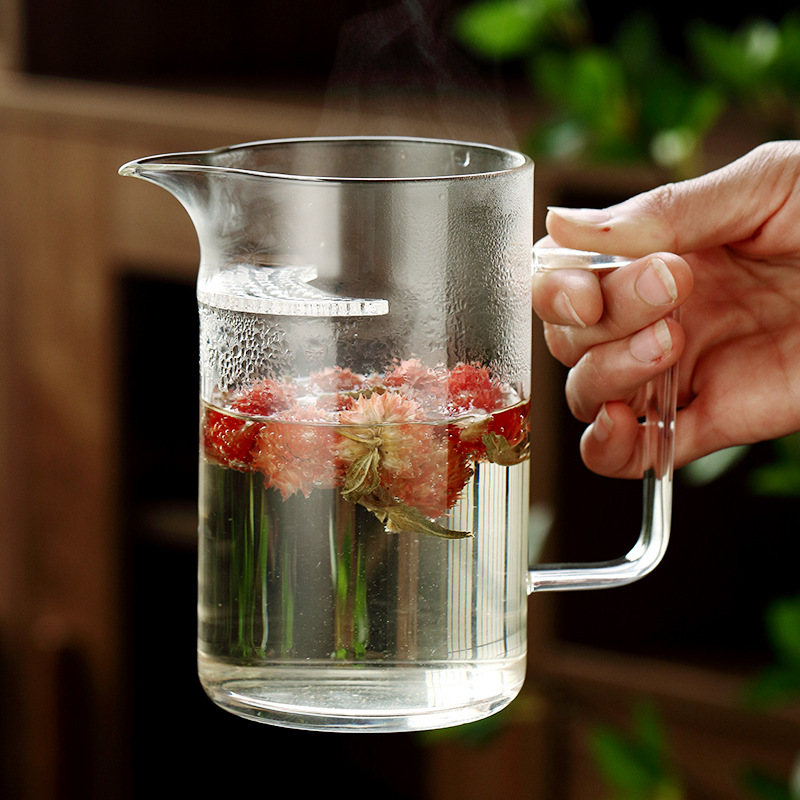 日式玻璃公道杯茶漏一體月牙綠茶帶過濾功夫茶茶具加厚分茶器批發