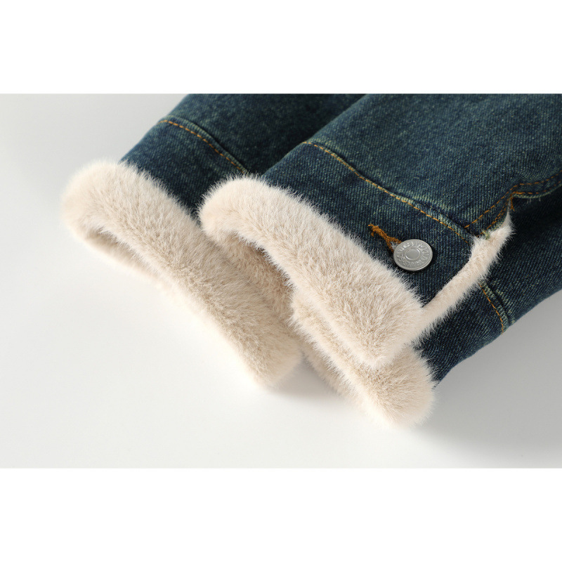 天瑜牛仔中长款加绒棉服外套女2025韩版时尚个性百搭机车棉衣加厚