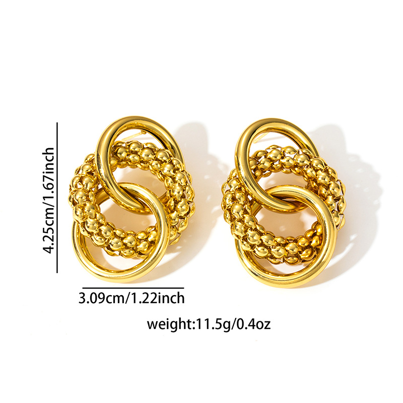 1 Pair Vintage Style Geometric Plating Titanium Steel Ear Studs display picture 10