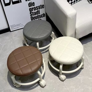 Trendy Swivel Stool with Soft Cushion, Caster Low Stool, Toddler Round Stool, Children's Learning Stool, Shoe-Changing Stool