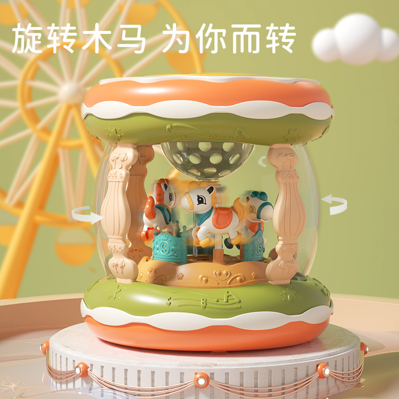 Children's Hand Clap Drum with Microphone Charging Early Education Music Carousel Paradise Baby Clap Drum Educational Toy