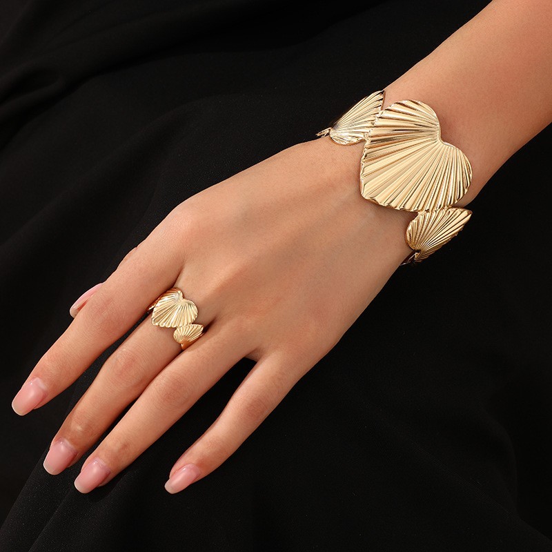 Moda transfronteriza europea y americana personalidad creativa metal geométrico cuadrado apertura ajustable pulsera femenina anillo conjunto de joyería image 18