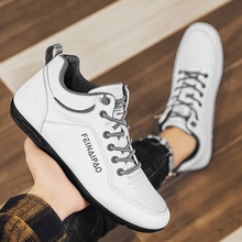 秋季男鞋高帮休闲豆豆鞋时尚软底男潮鞋子免系带一脚蹬开车小白鞋