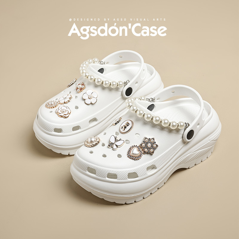 Auge Shi Deng grueso fondo nubes agujero zapatos para mujeres 2026 nuevas sandalias de verano con un pedazo de zapatillas frías