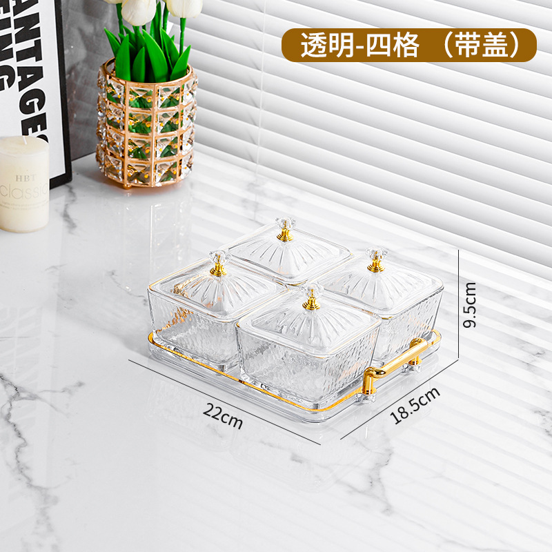 INS Luz de lujo vidrio dividido plato de fruta snack caramelo fruta seca snack placa sala de estar hogar comercial KTV DE ALTO aspecto