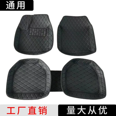 leather carpets, wear-resistant and scratch-resistant, Universal Foot Pad - black-universal-floor-mats-with-black-stitching-black-black-line