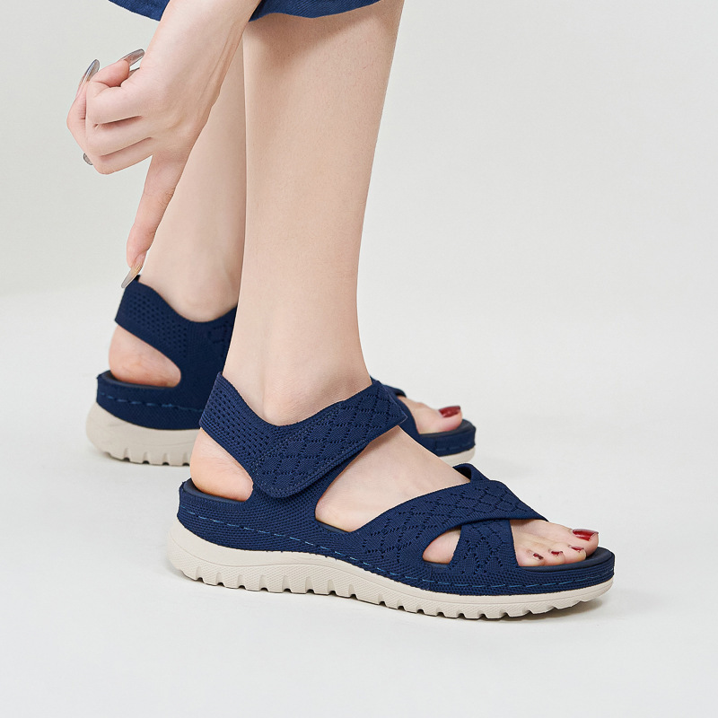 L1902 - 4 Amazon Europa y los Estados Unidos sandalias deportivas casuales nuevas 2025 Velcro hueco zapatos casuales de mujer