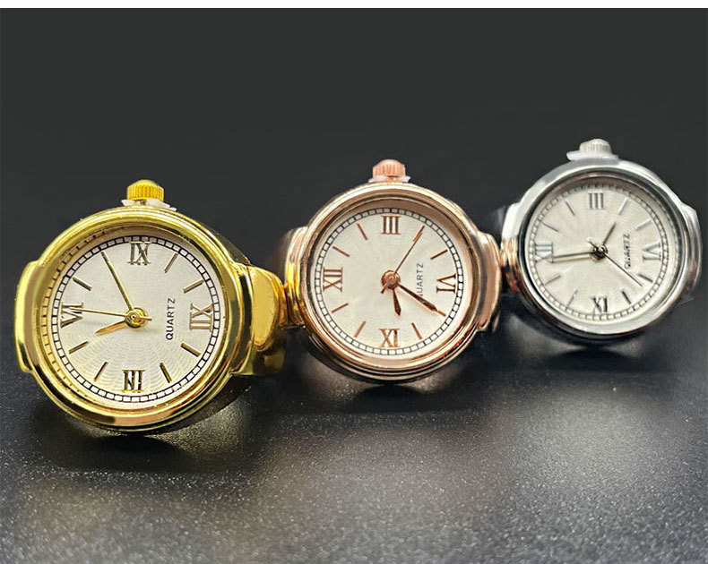 14g Weight Quartz Glass Mirror Material Stainless Steel Strap Material Classic Style Number Quartz Watch Rings