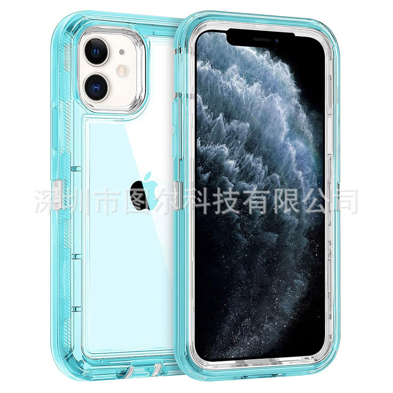 iPhone 17 16e 14 13 12 11 15 Pro Max 携帯電話ケースに適した透明なスリーインワン落下防止|undefined