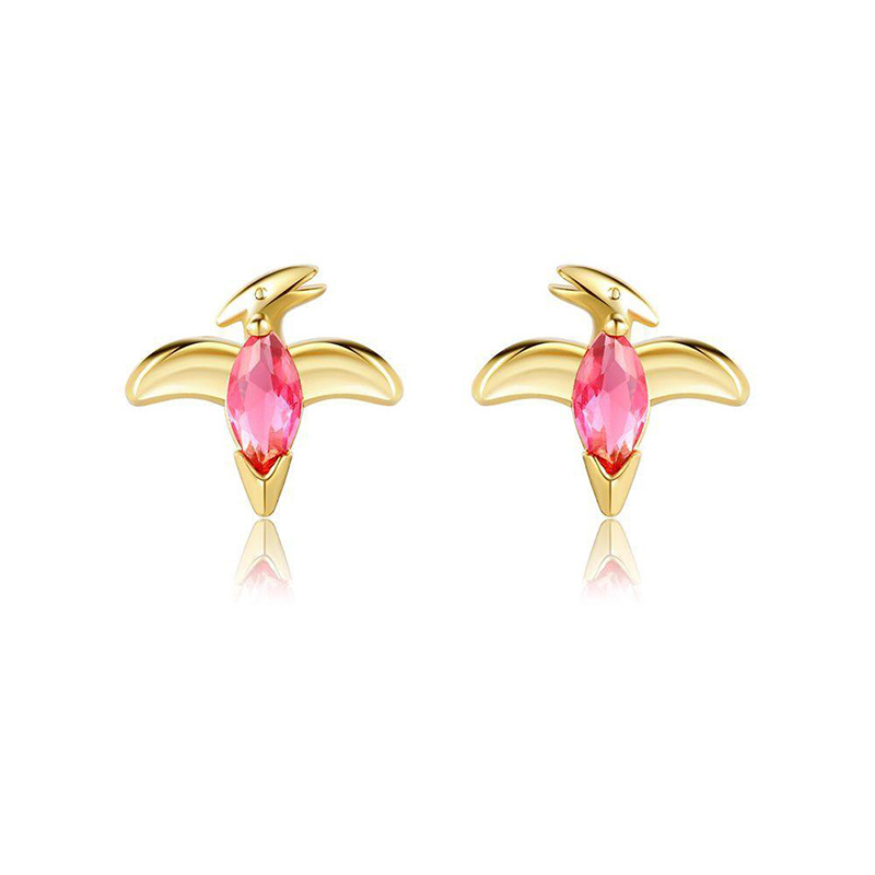 Copper Cartoon Candy Color Dinosaur Ear Studs College Style Sweet Cute Earrings display picture 9