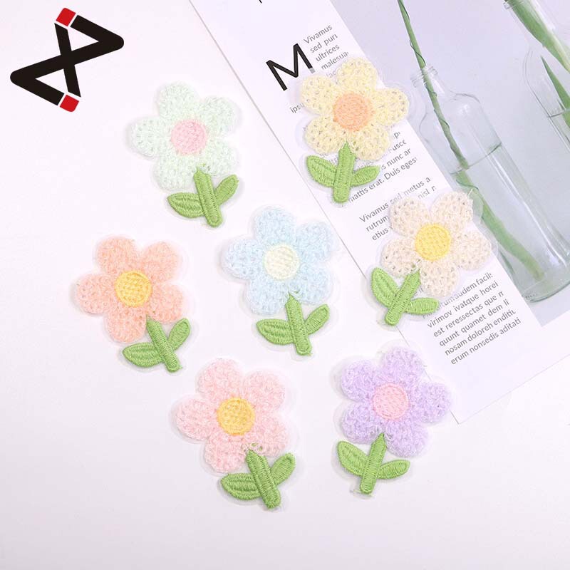Hot sale ins style woven flower embroidery patch DIY new color tree stem five petal flower decorative embroidery patch Hot sale ins style woven flower embroidery patch DIY new color tree stem five petal flower decorative embroidery patch