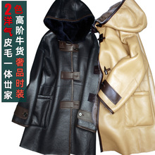 严选欧货连帽羊皮羊毛皮毛一体外套女2025年新款中长款真皮草大衣