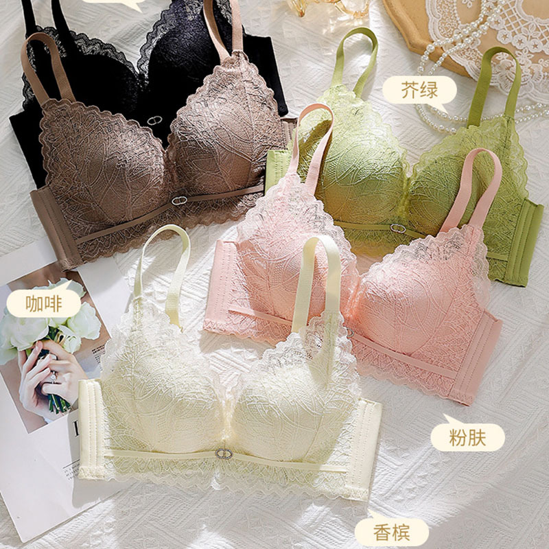 2024新品蕾絲內衣女直播聚攏小胸親膚透氣棉調整型文胸罩外貿跨境