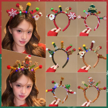 节日装扮圣诞发箍头饰圣诞节发饰鹿角发光发箍儿童成人拍照发箍