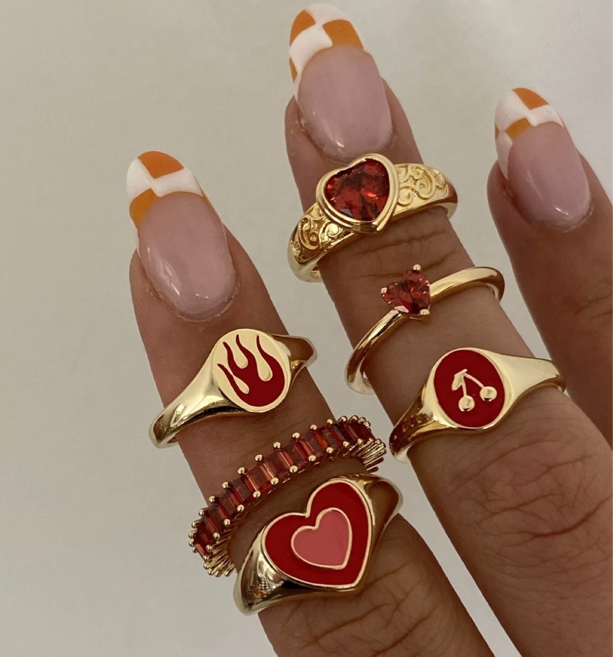 304 Stainless Steel Material Wholesale Jewelry Retro Heart Shape 304 Stainless Steel Zircon 18K Gold Plated Rings