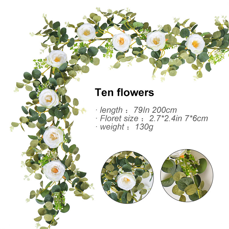 Cross-border in stock Camellia Berry simulation Flower Vine 2m money leaf simulation rattan artificial leaves wedding decoration Rattan