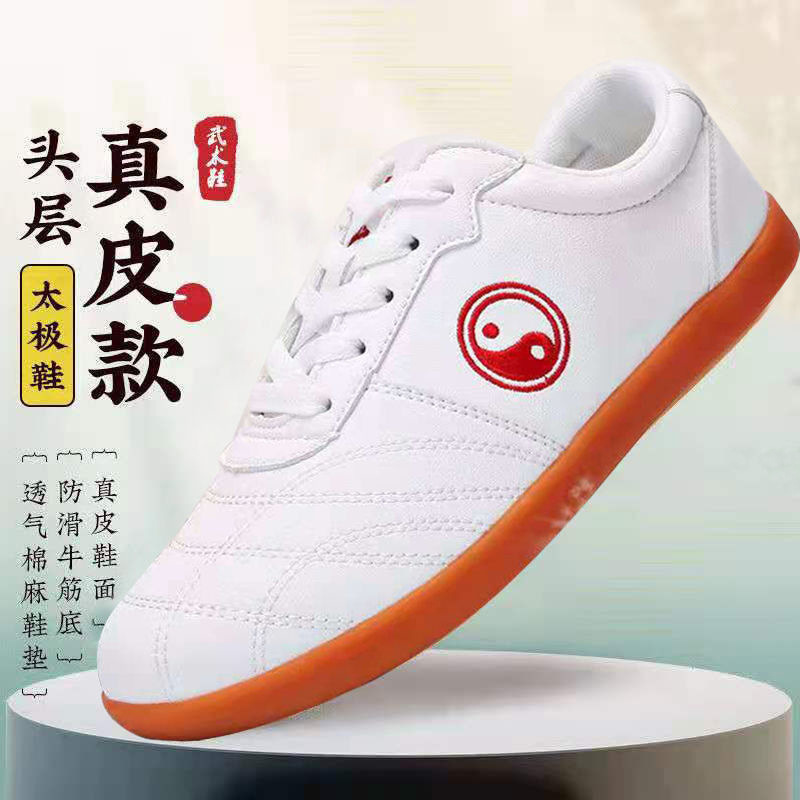 Fábrica de zapatos de Fujian al por mayor zapatos de Tai Chi de tendón de buey para hombres y mujeres con piel gruesa antideslizante zapatos de artes marciales de Tai Chi