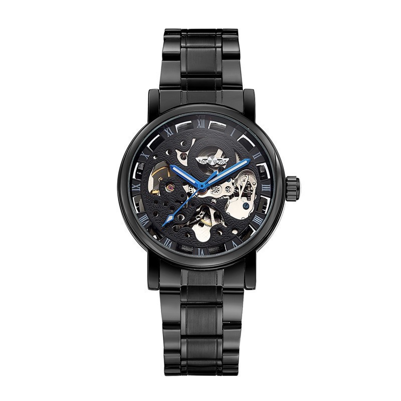 One-piece delivery T-Winner All Black hollow steel belt men's automatic mechanical watch men's automatic mechanical watch
