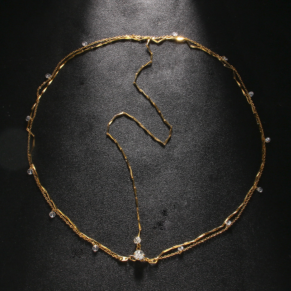 Europa y los Estados Unidos venta caliente simple cadena de cabello de novia alta sensación colgante de diamante tocado accesorios simples cadena de cabello