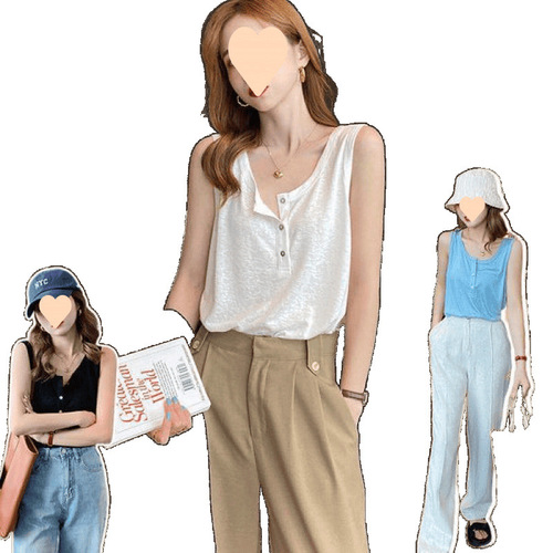 New Style Korean Pure Black Loose Straps Bralette for Women as Underwear Sleeveless Top for Casual Wear, Versatile Outer Shirt