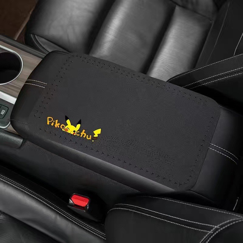 Armrest Box Pad – Universal Armrest box pad - pikachu-classic-black-1-piece