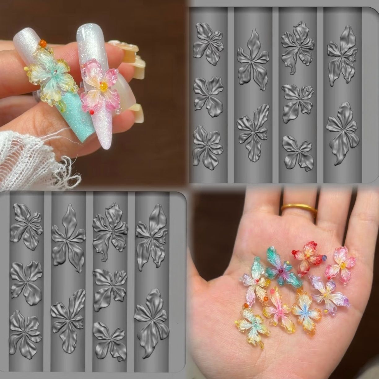 Three dimensional silicone mold for manicure