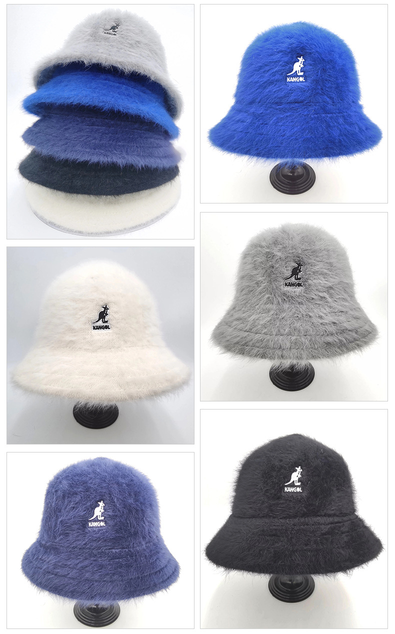 冬季棕色渐变兔毛盆帽Gradient Rabbit Fur Hat